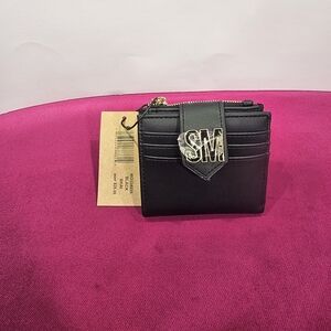 Black SM Monogram Leather Card Wallet